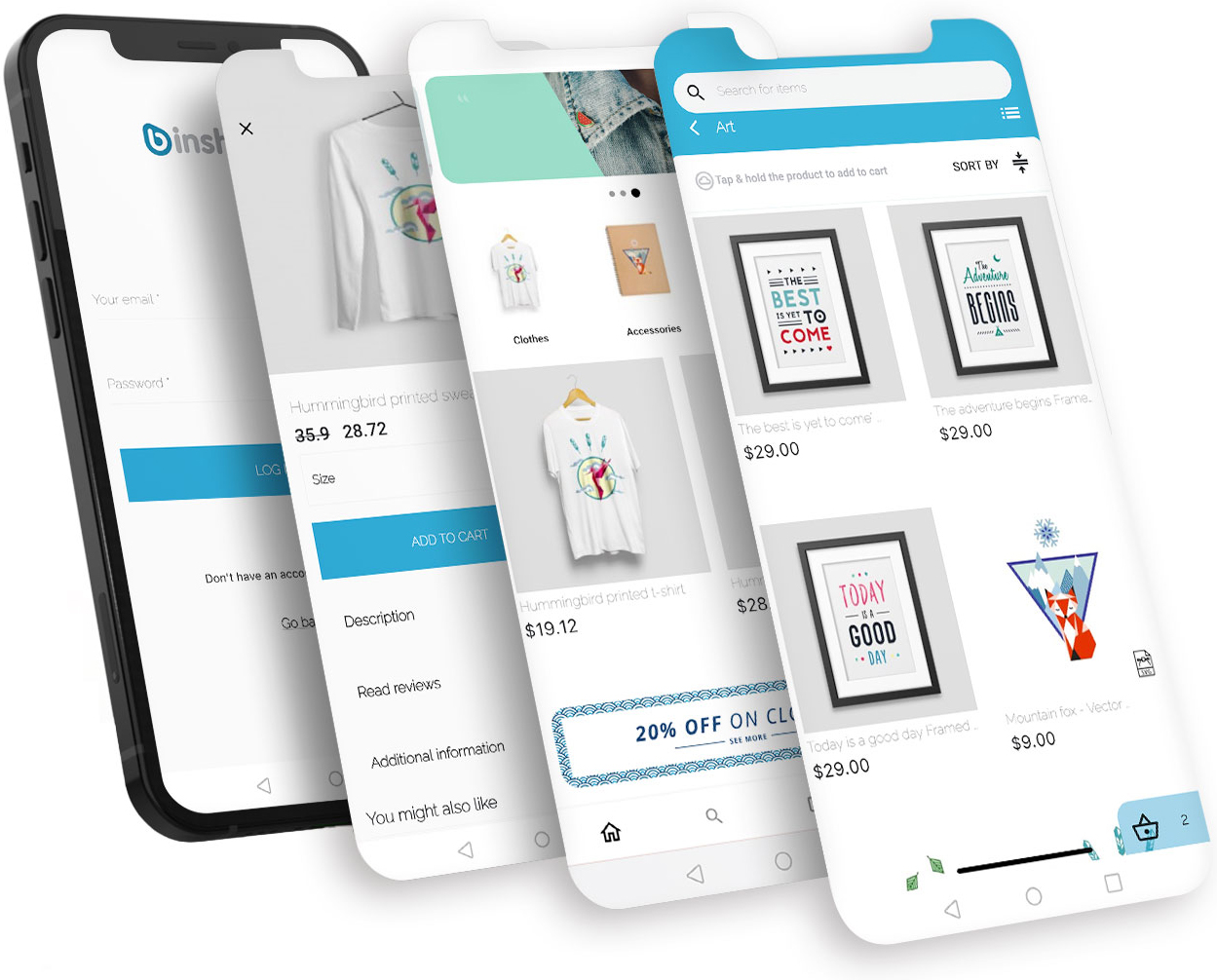 ecommerce mobile app, pretashop mobile application